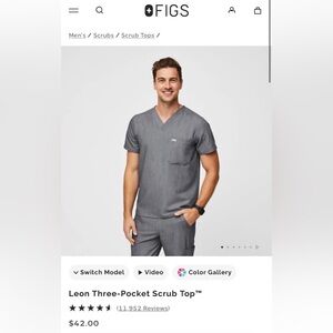 Figs 3 pocket graphite scrub top